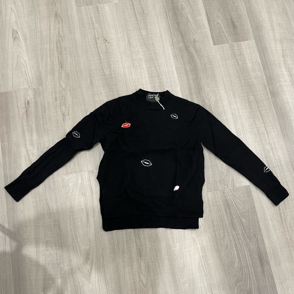 Pull Markus Lupfer Gris à Motif Skull Rouge - Taille L - Coton 100% - Neuf Avec étiquette